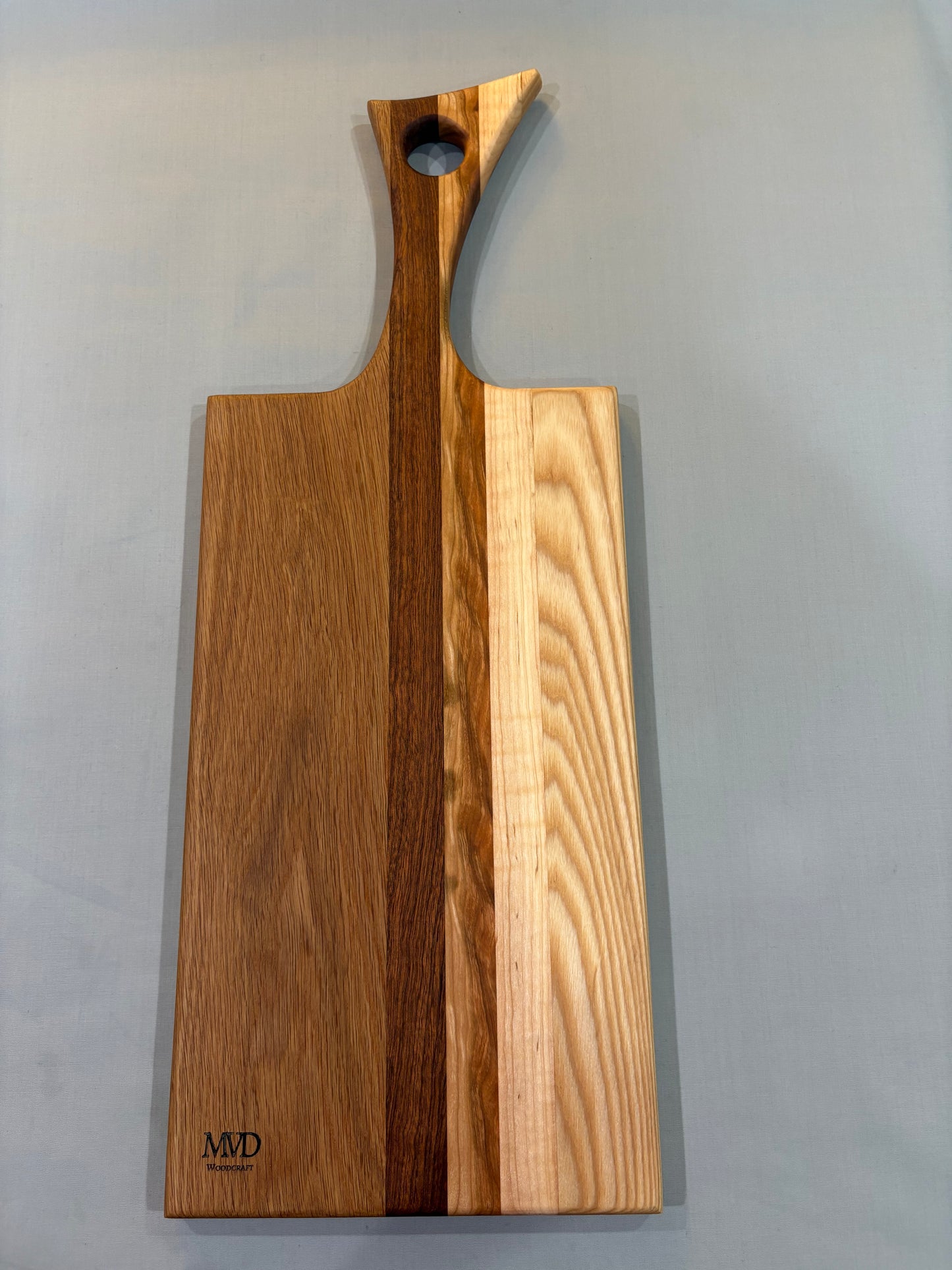 Multi-Wood Striped Charcuterie Board