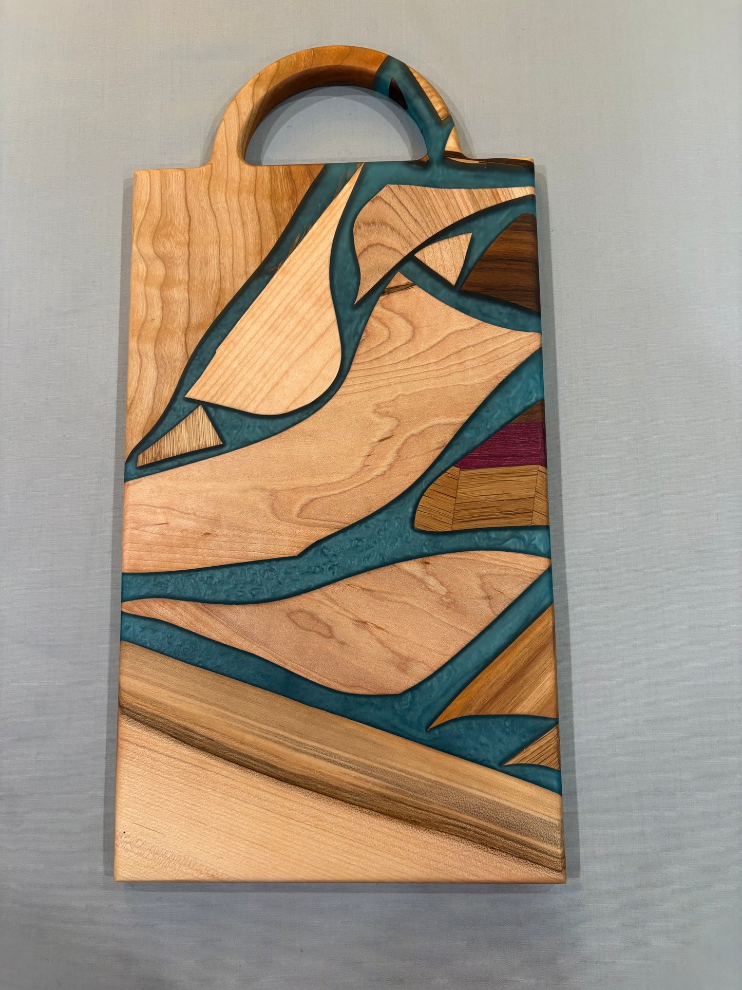 Mixed Piece Charcuterie Board with Light Blue Epoxy