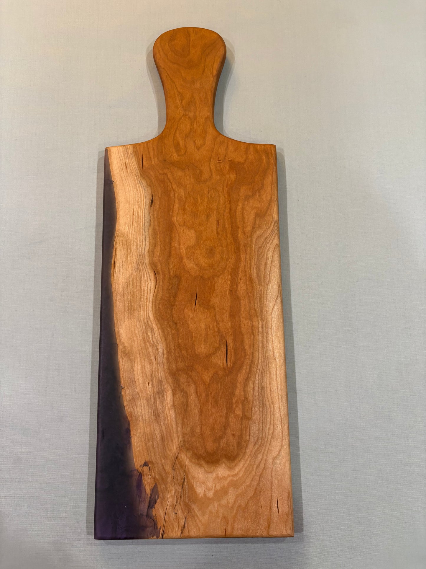 Curly Cherry Charcuterie Board with Purple Epoxy
