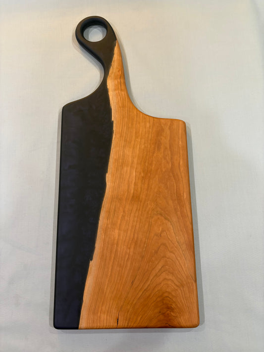 Cherry Charcuterie Board with Dark Blue Epoxy