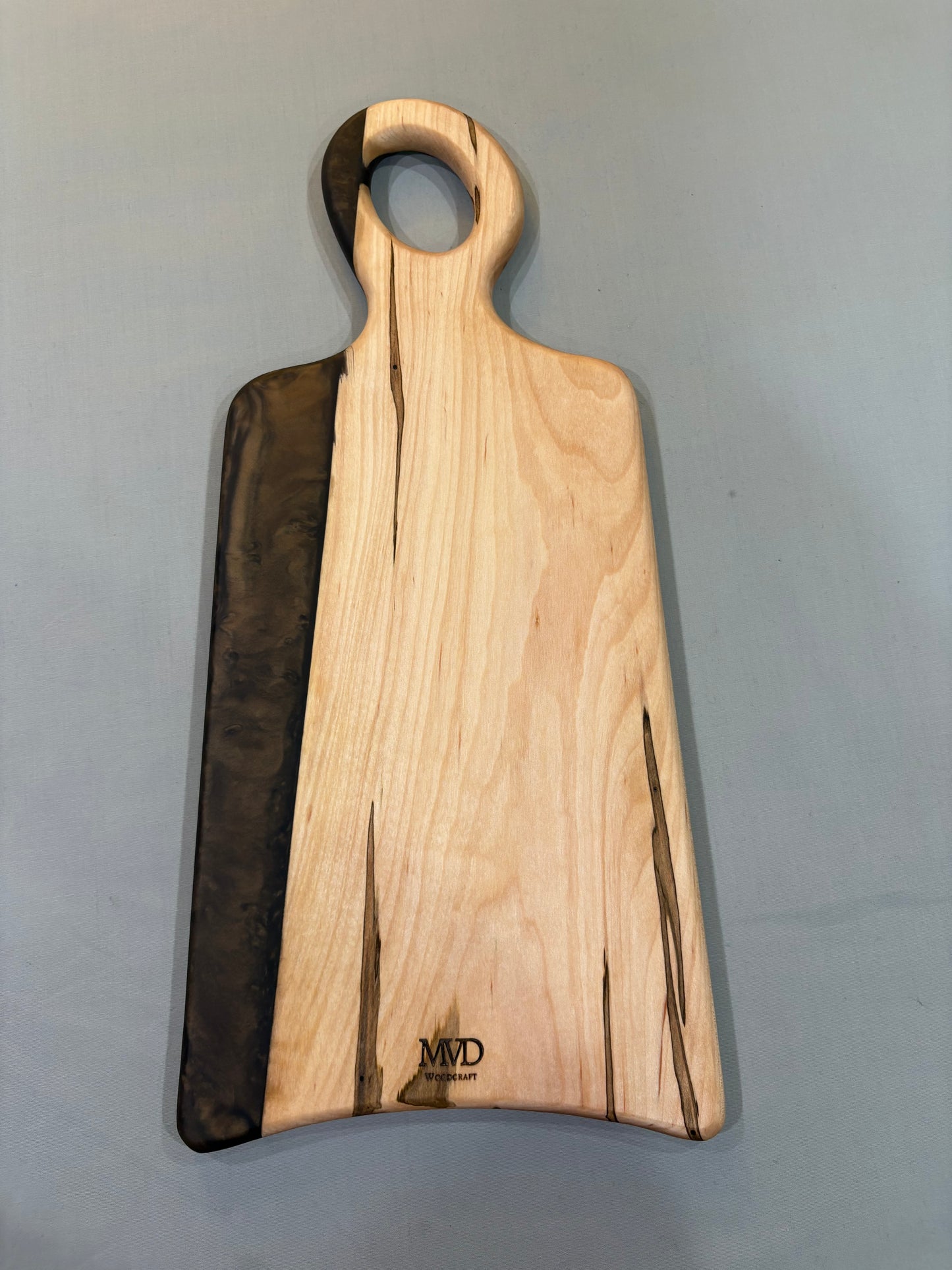 Wormy Maple Charcuterie Board with Brown Epoxy
