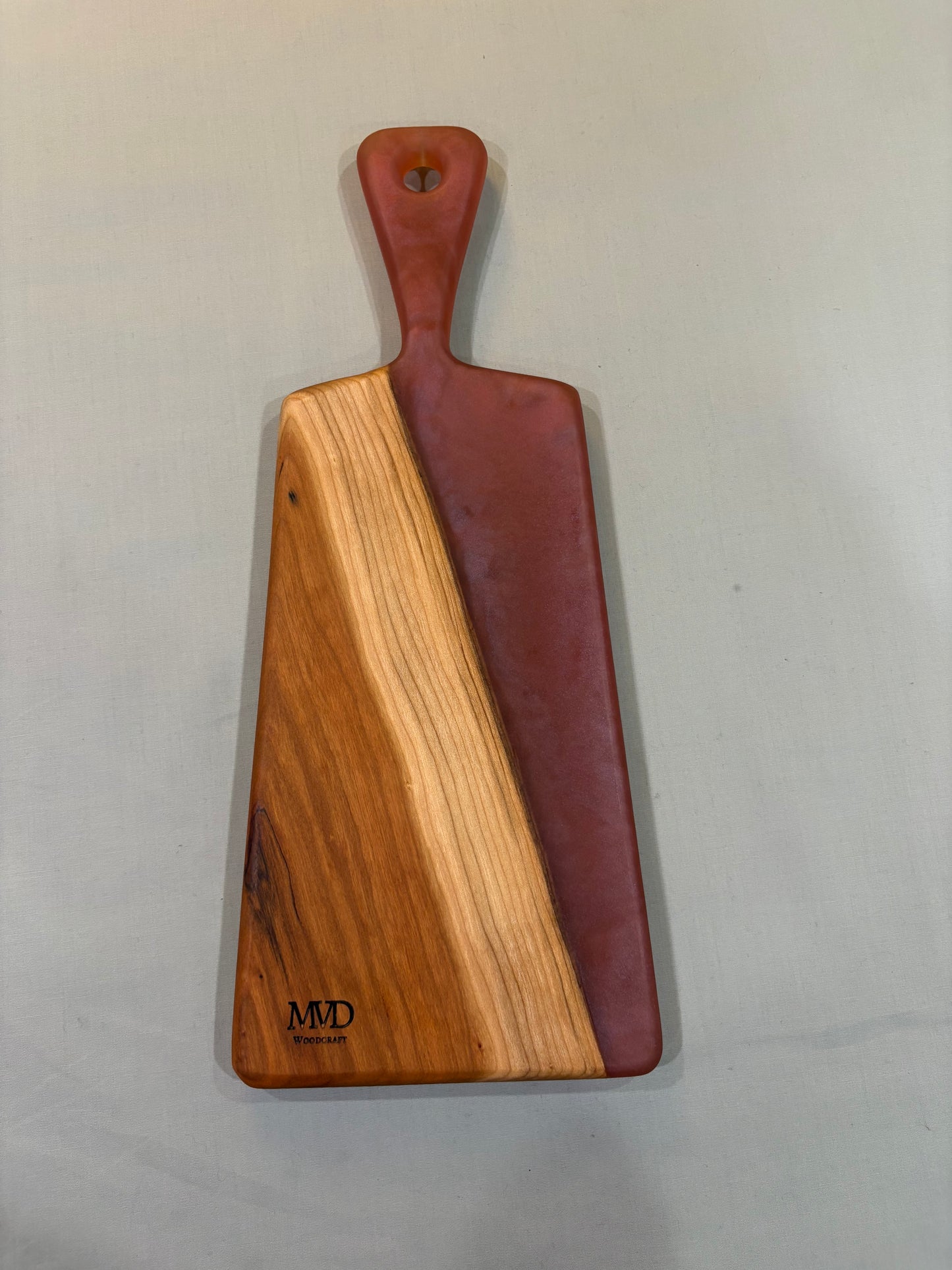 Live Edge Cherry Charcuterie Board with Red Epoxy