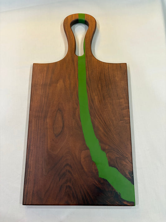 Walnut Charcuterie Board with Matte Green Epoxy