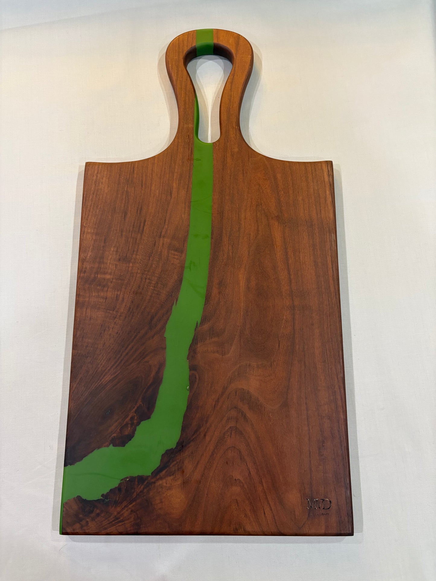 Walnut Charcuterie Board with Matte Green Epoxy