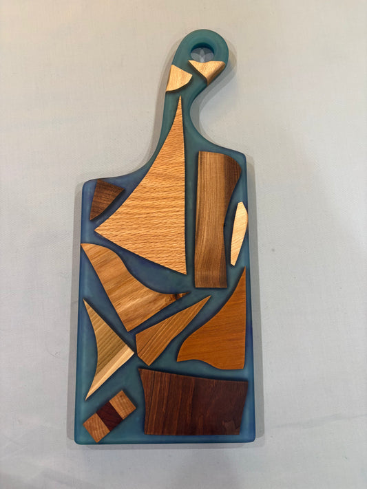 Mixed Piece Charcuterie Board with Blue Epoxy