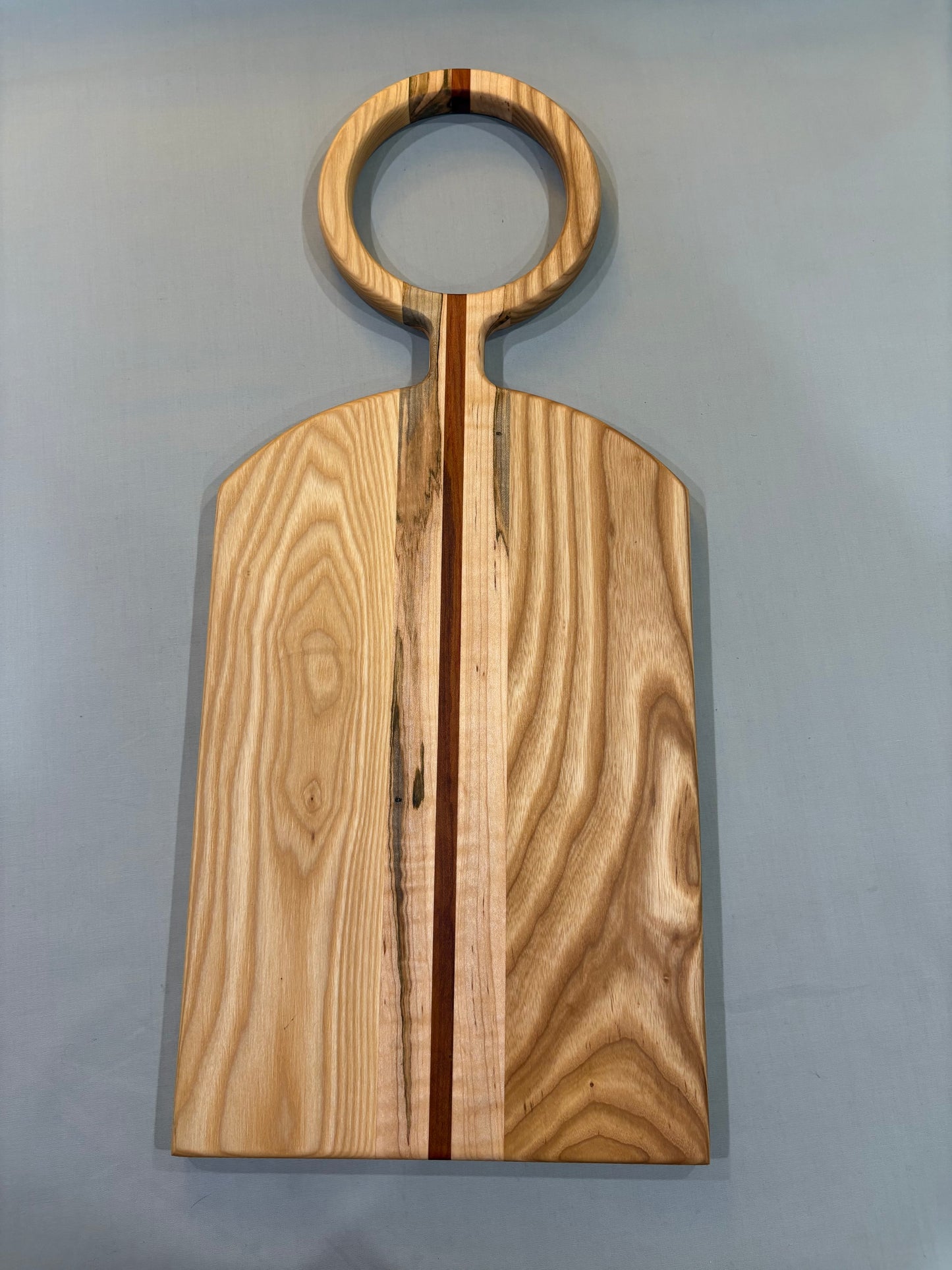 Circle Handle Striped Charcuterie Board