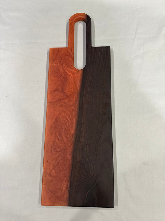 Roasted Ash Charcuterie Board with Burnt-Orange Epoxy