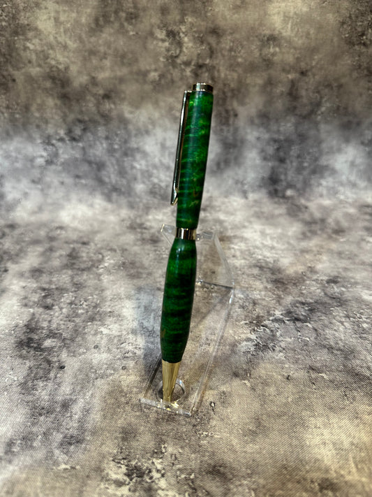 Green Figured Maple Twist-to-Retract Pen