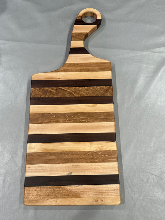 Multi-Wood Striped Charcuterie Board