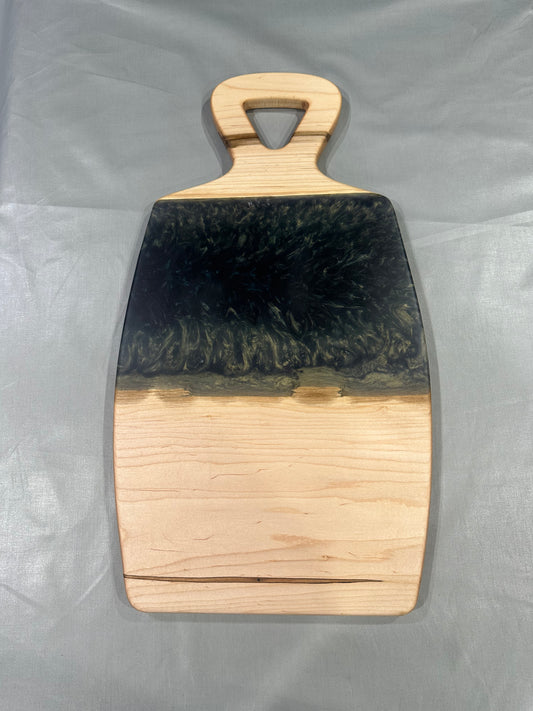 Barrel Charcuterie Board with Green-Black Epoxy