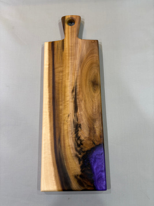 Rainbow Poplar Charcuterie Board with Purple Epoxy