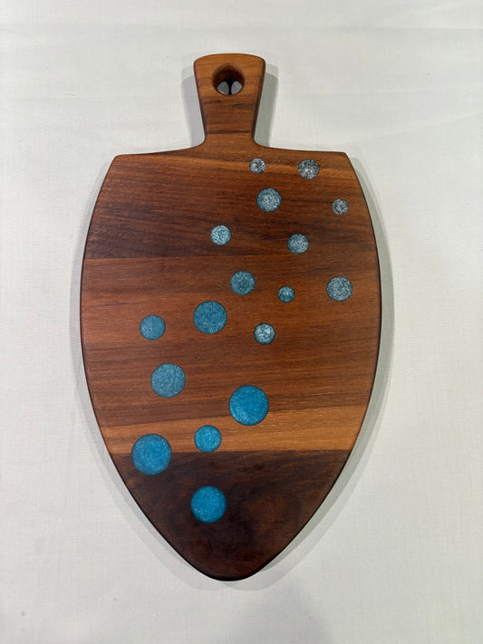 Walnut "Arrowhead" Board with Blue and Silver Ombre Epoxy