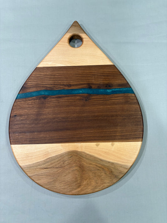Walnut & Maple Teardrop with Blue Epoxy