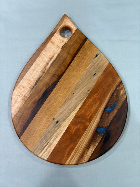 Multi-Wood Teardrop with Blue Epoxy