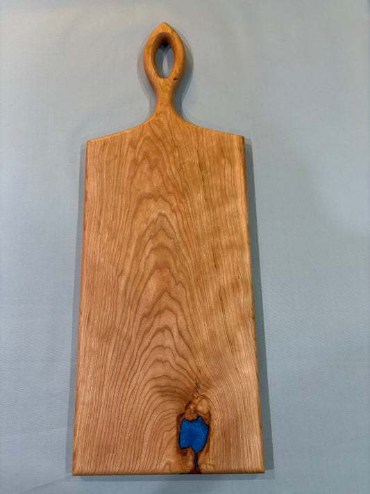 Cherry Wood with Blue Epoxy Charcuterie Board