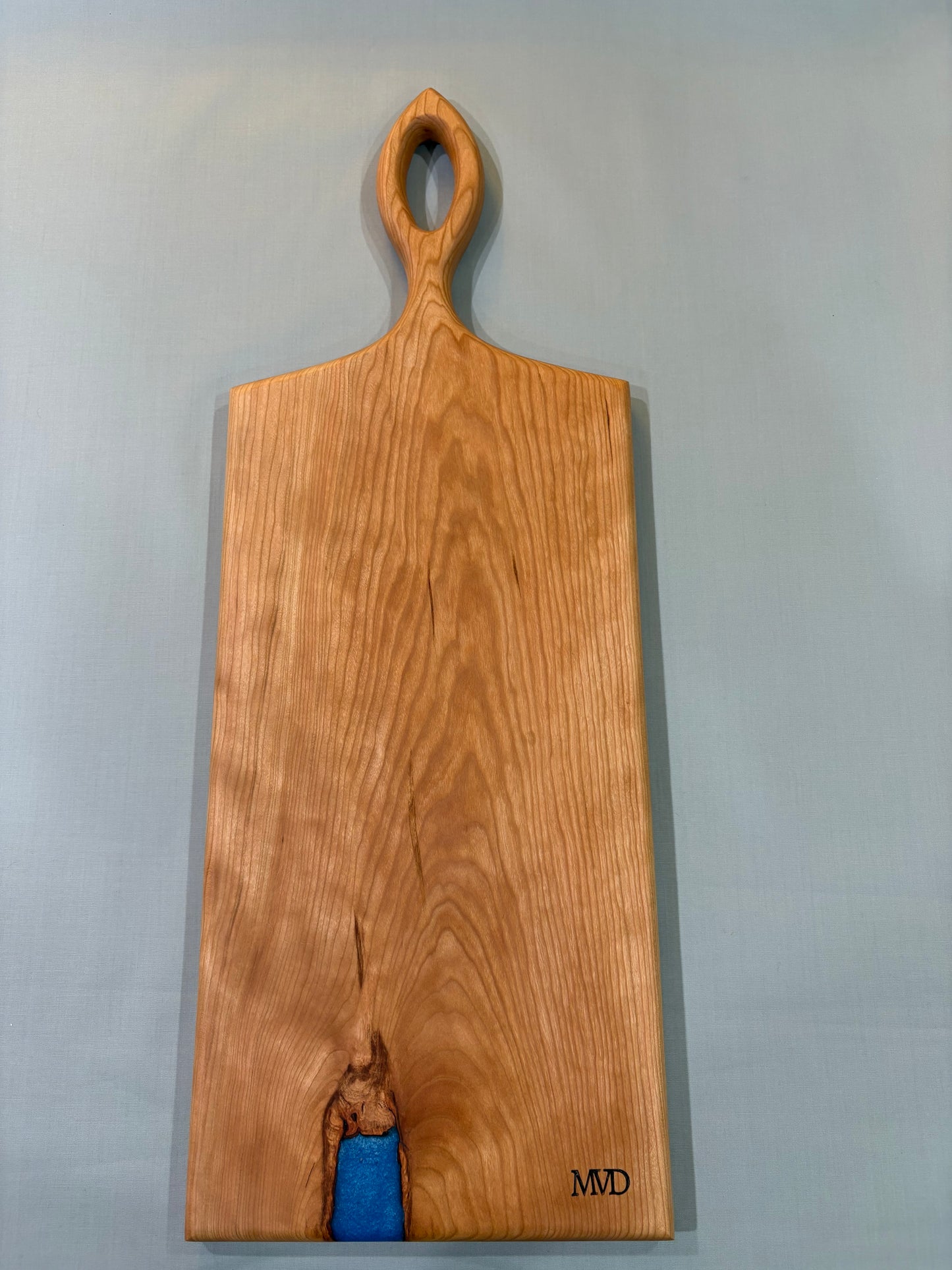 Cherry Wood with Blue Epoxy Charcuterie Board