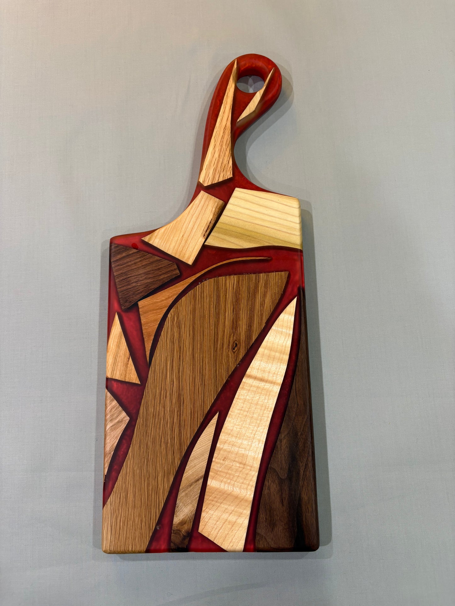 Mixed-Piece Charcuterie Board with Red Epoxy