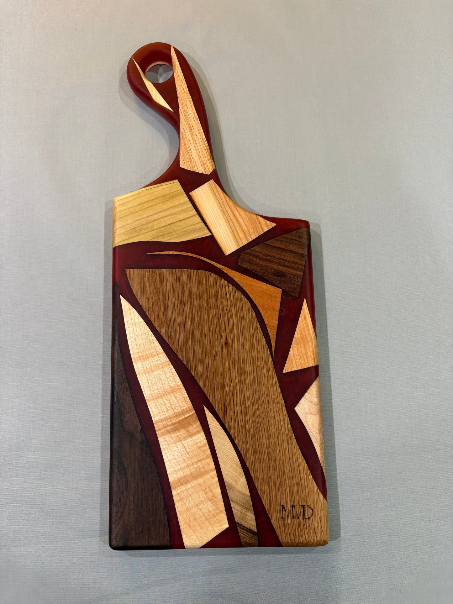 Mixed-Piece Charcuterie Board with Red Epoxy