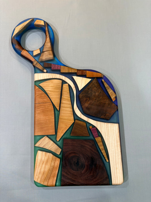 Mixed-Piece Charcuterie Board with Cool-Toned Epoxy