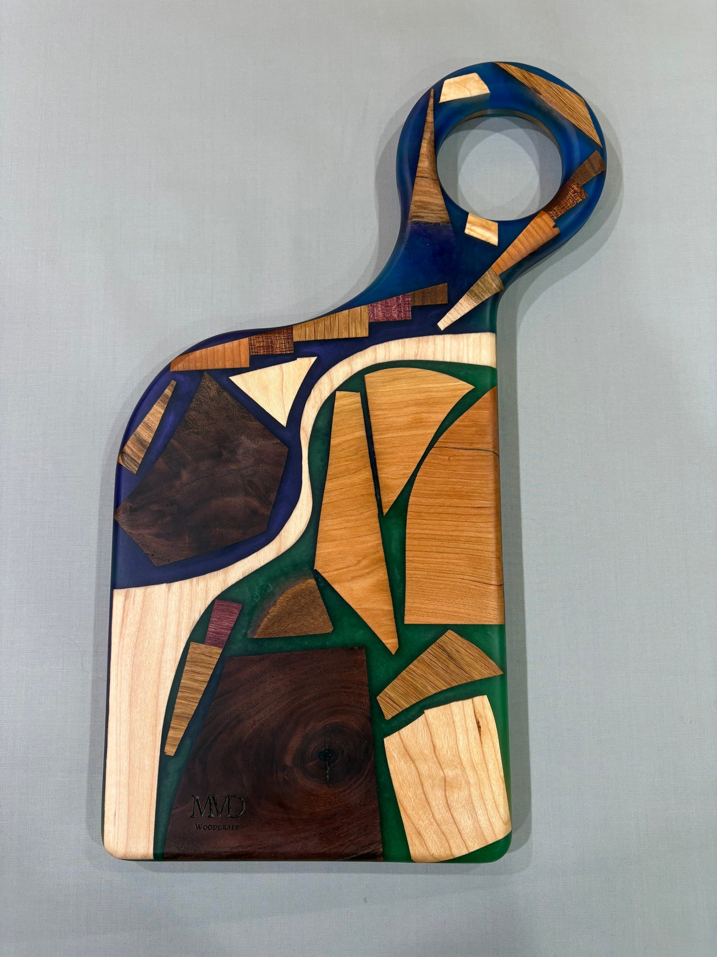 Mixed-Piece Charcuterie Board with Cool-Toned Epoxy