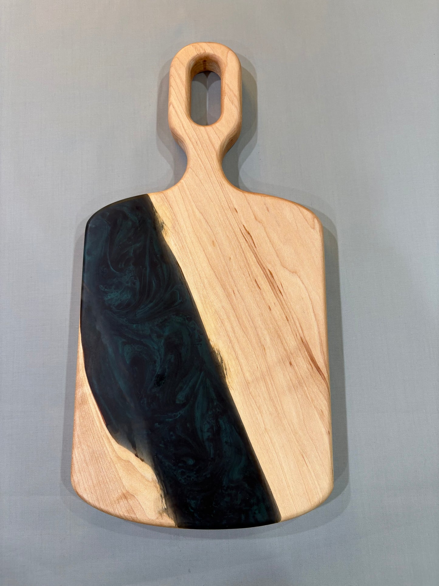 Maple Charcuterie Board with Dark Green Epoxy