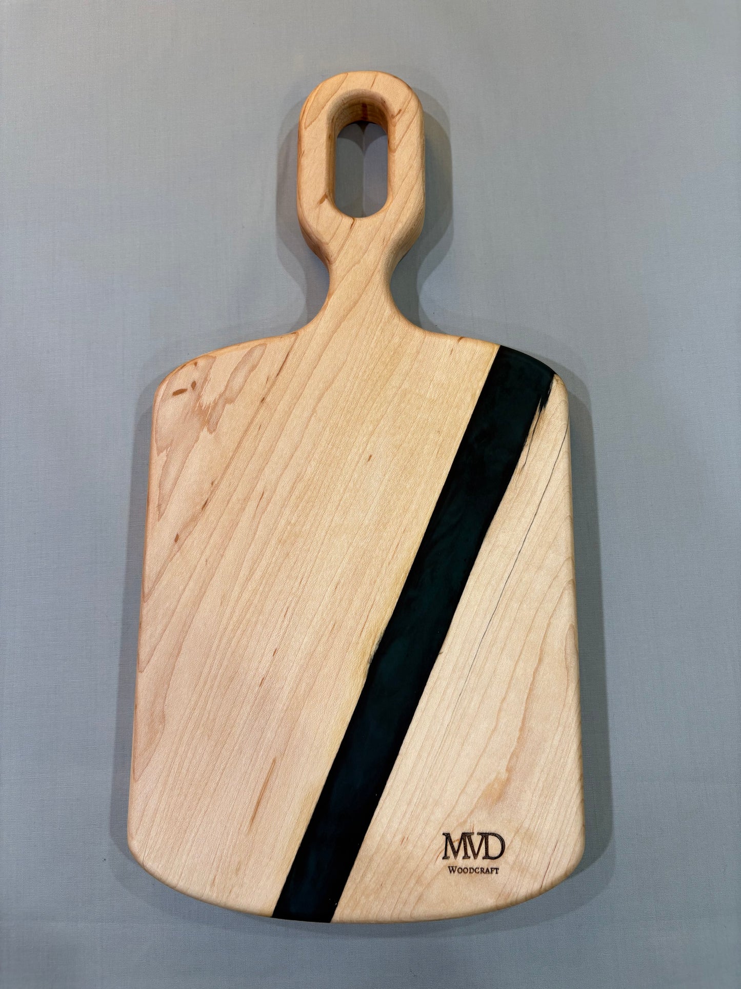 Maple Charcuterie Board with Dark Green Epoxy