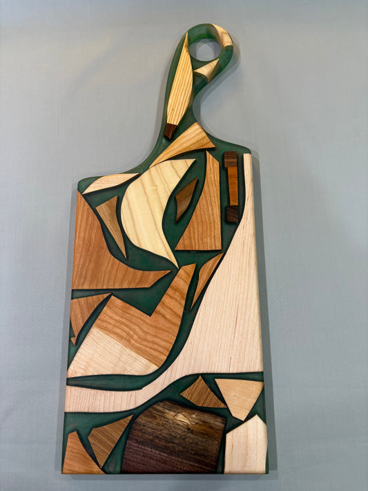 Mixed Piece Charcuterie Board with Green Epoxy