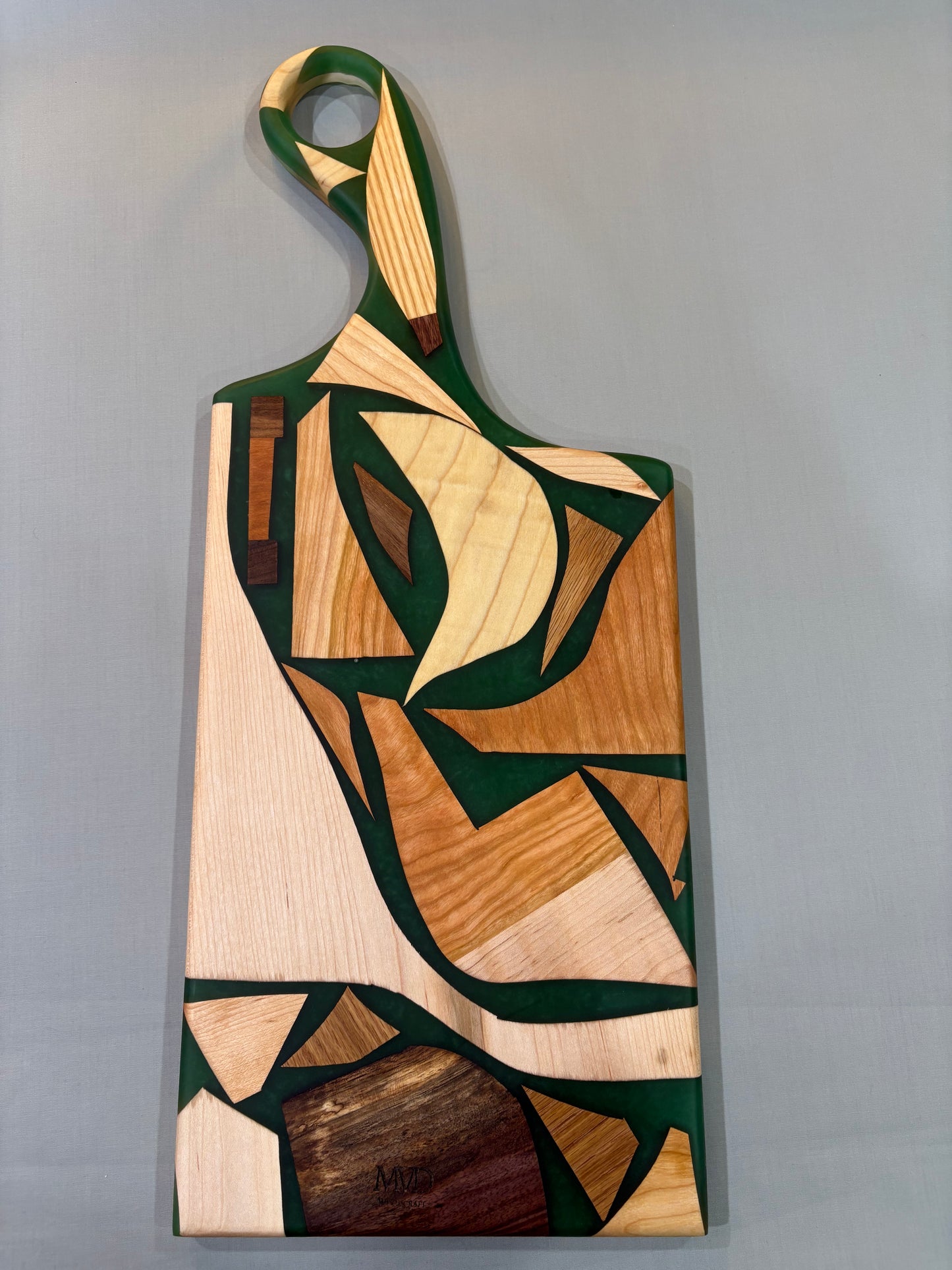Mixed Piece Charcuterie Board with Green Epoxy