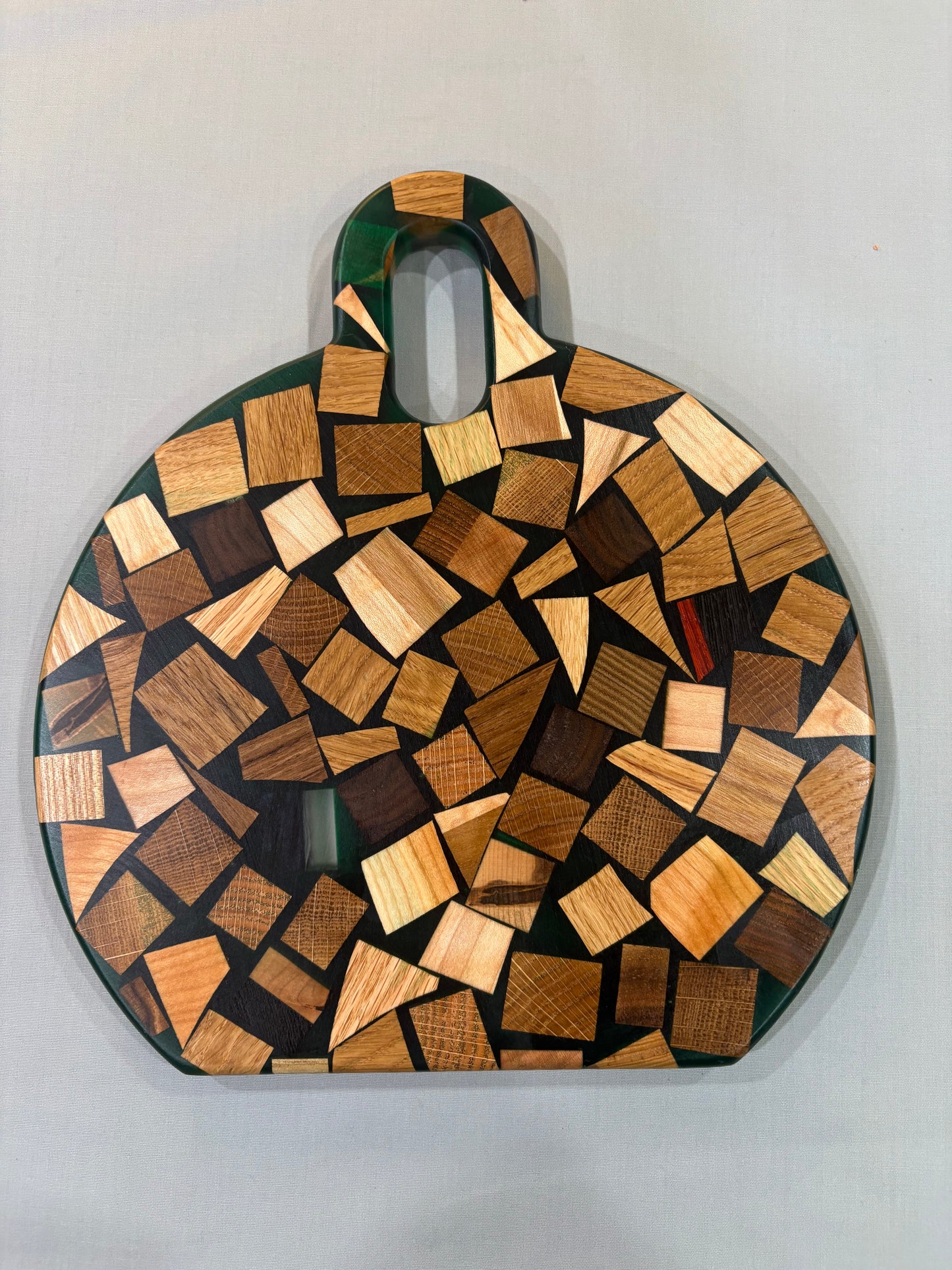 Cubed Charcuterie Board with Green Epoxy