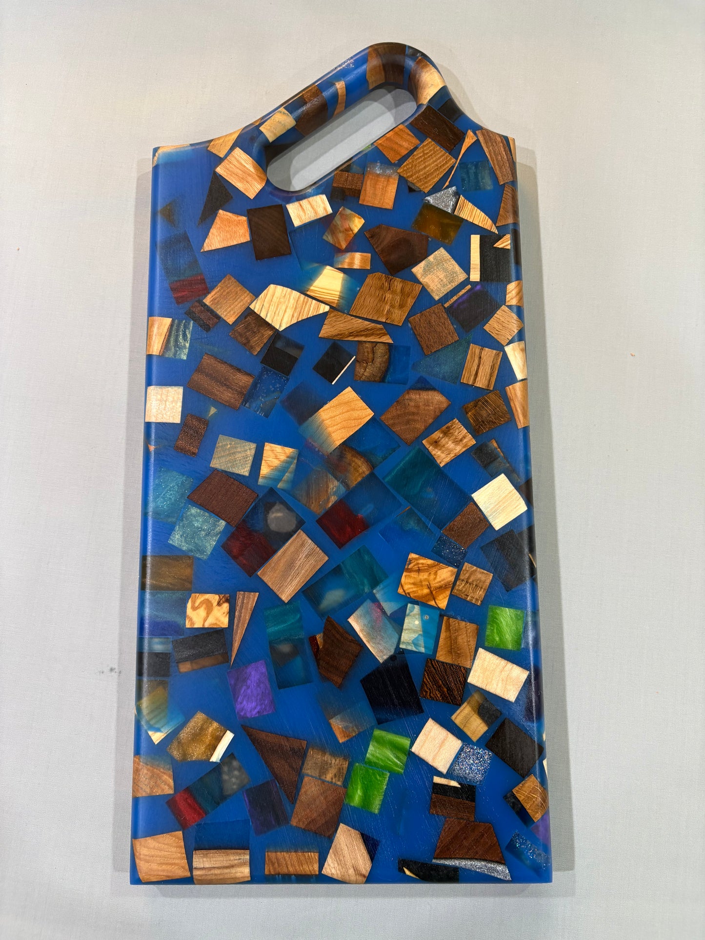 Cubed Charcuterie Board with Blue Epoxy