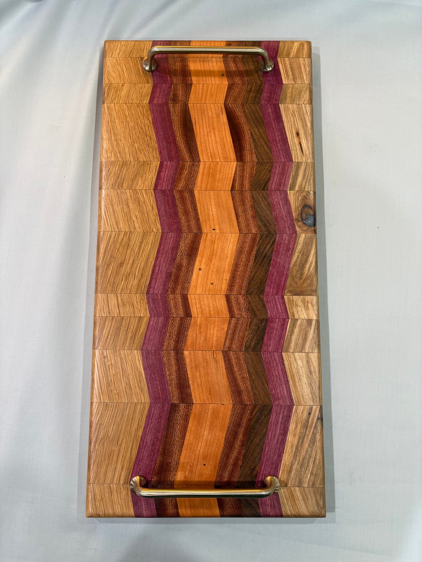 Mixed Wood Herringbone Serving Tray